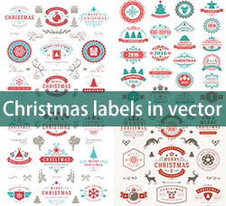 8套矢量的圣诞节标签素材：Christmas labels in vector